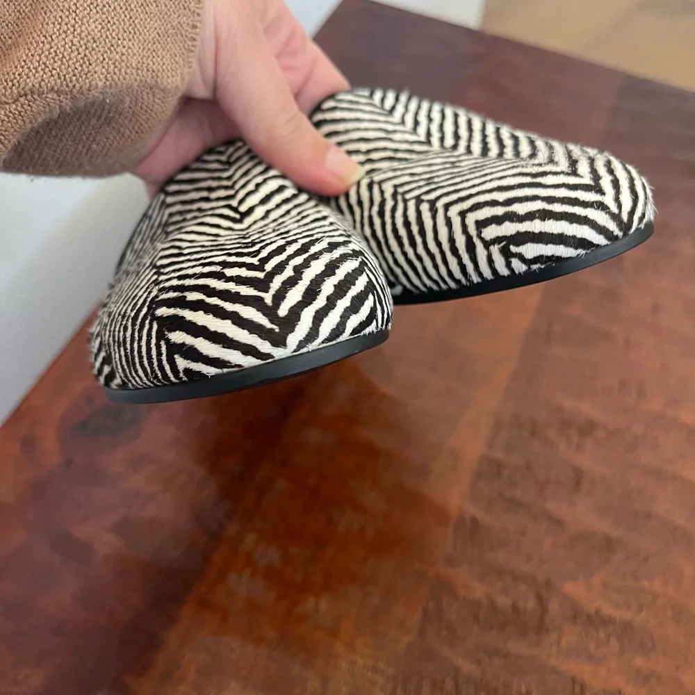 Vionic Willa Herringbone Calf Hair Loafer Black & White Zebra Preppy Minimalist